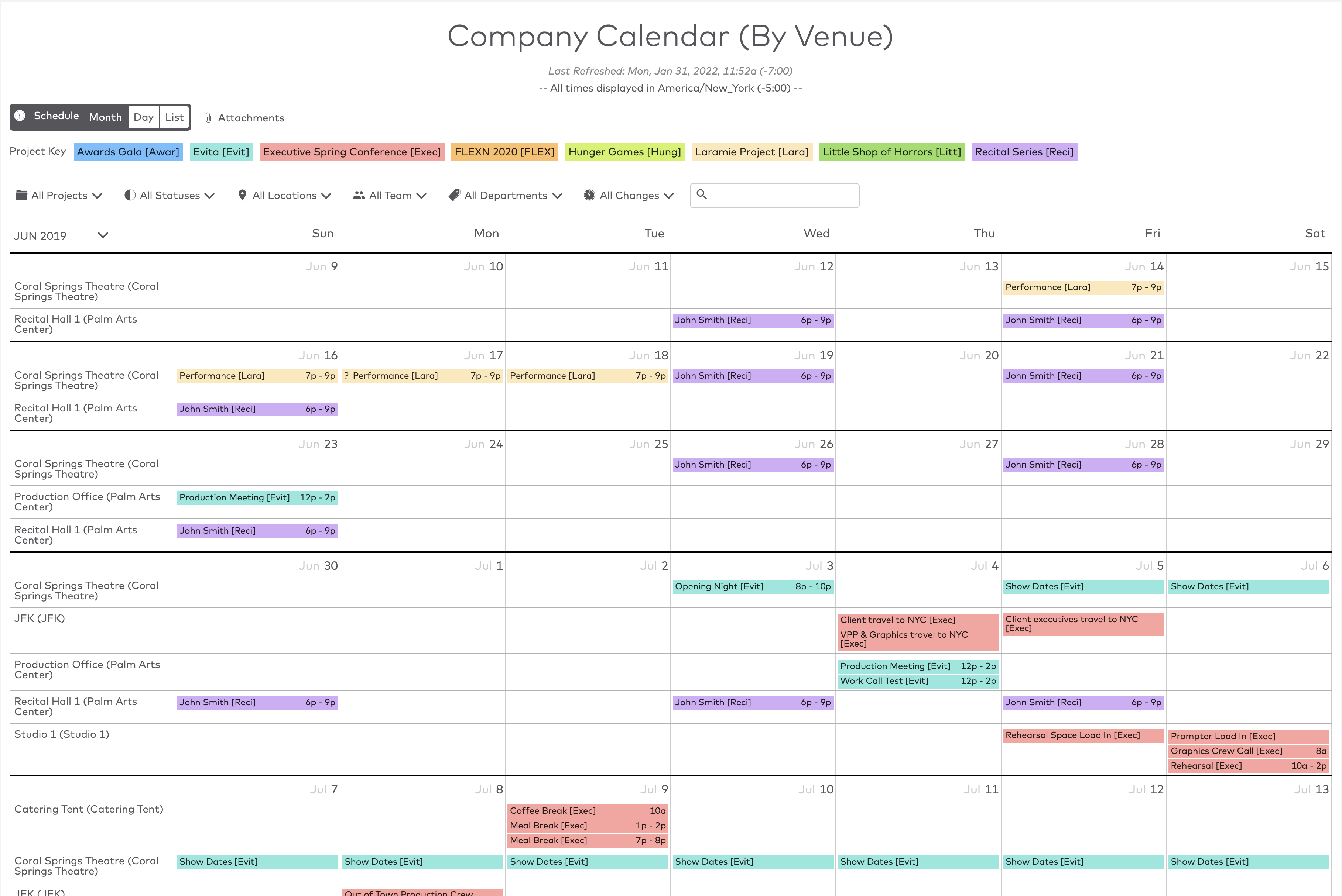 Venue Calendar